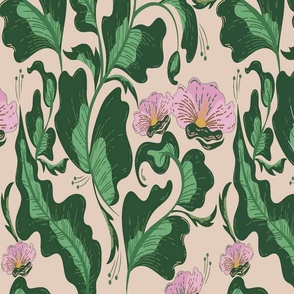 Victorian Floral On Vanilla Background