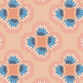 Vivid Funky Flowers - Peach Pink - Larger Scale