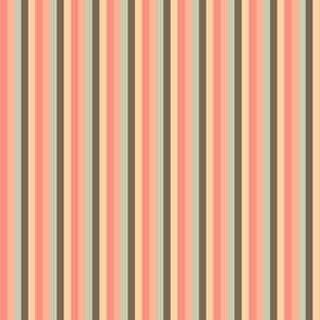 Vertical stripes Brown, Pink, Green, Yellow, Peach