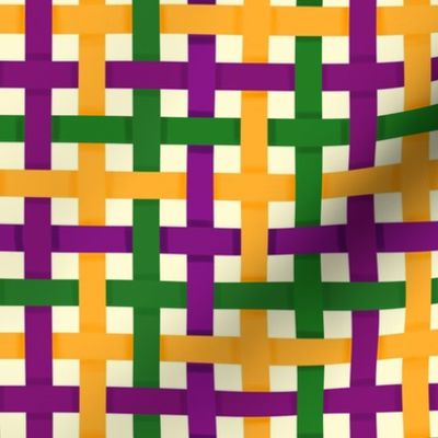 Three Color Woven Ribbons in Mardi Gras Gold Purple and Green
