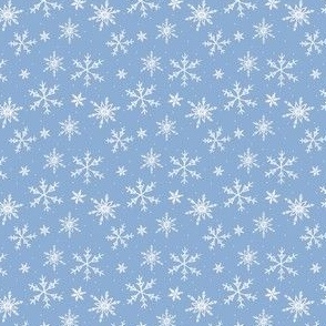 White Snowflakes on Solid Blue Background Christmas Tree Ornaments Coordinate Small Scale 3.5 inch Repeat