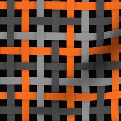 Three Color Woven Ribbons in Halloween Black Orange and Gray on Black