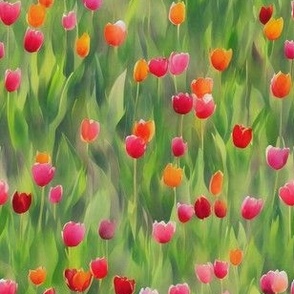 Tulip Field in Warm Colors