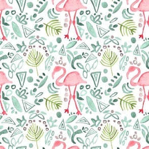 Watercolor Summer Flamingo Mosaic Pattern (Small)