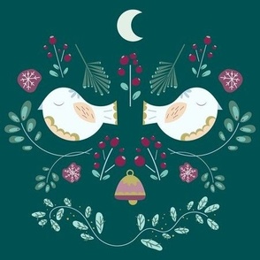 Christmas Xmas Scandinavian Folk Art Dove Pattern