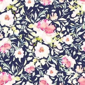 Dainty Watercolor Botanical Greenery  | Violetta Mia Collection | Navy