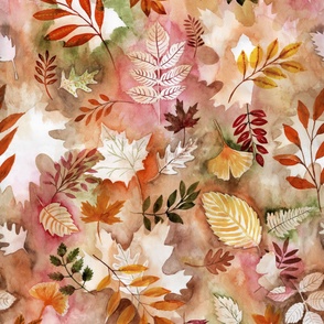 Autumn leaves Watercolor large scale