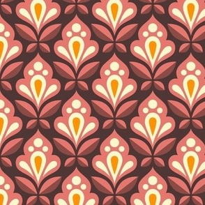 2082 Small - geometric flowers, red / yellow