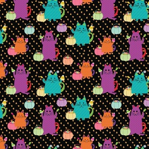 Dot Cats Painting Candy Corn Blackish background small scale
