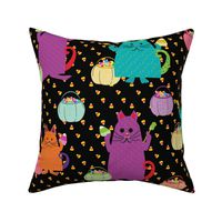 Dotted Cats Painting Candy Corn blackish background large scale