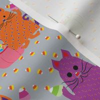 Dotted Cats Painting Candy Corn small scale grey background