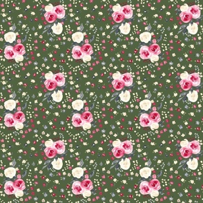 Christmas Floral green, 6 inch fabric 24 inch wallpaper, watercolor floral, watercolor Christmas, olive green floral