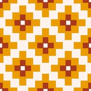 Boho geometry 3 - beige,  red, yellow