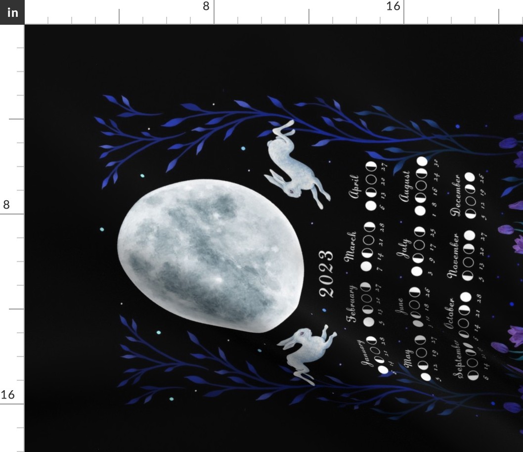 Year of Rabbit - 2023 Full Moon Calendar Wall Hanging