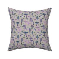 Mushroom pattern, lilac, moss, small size