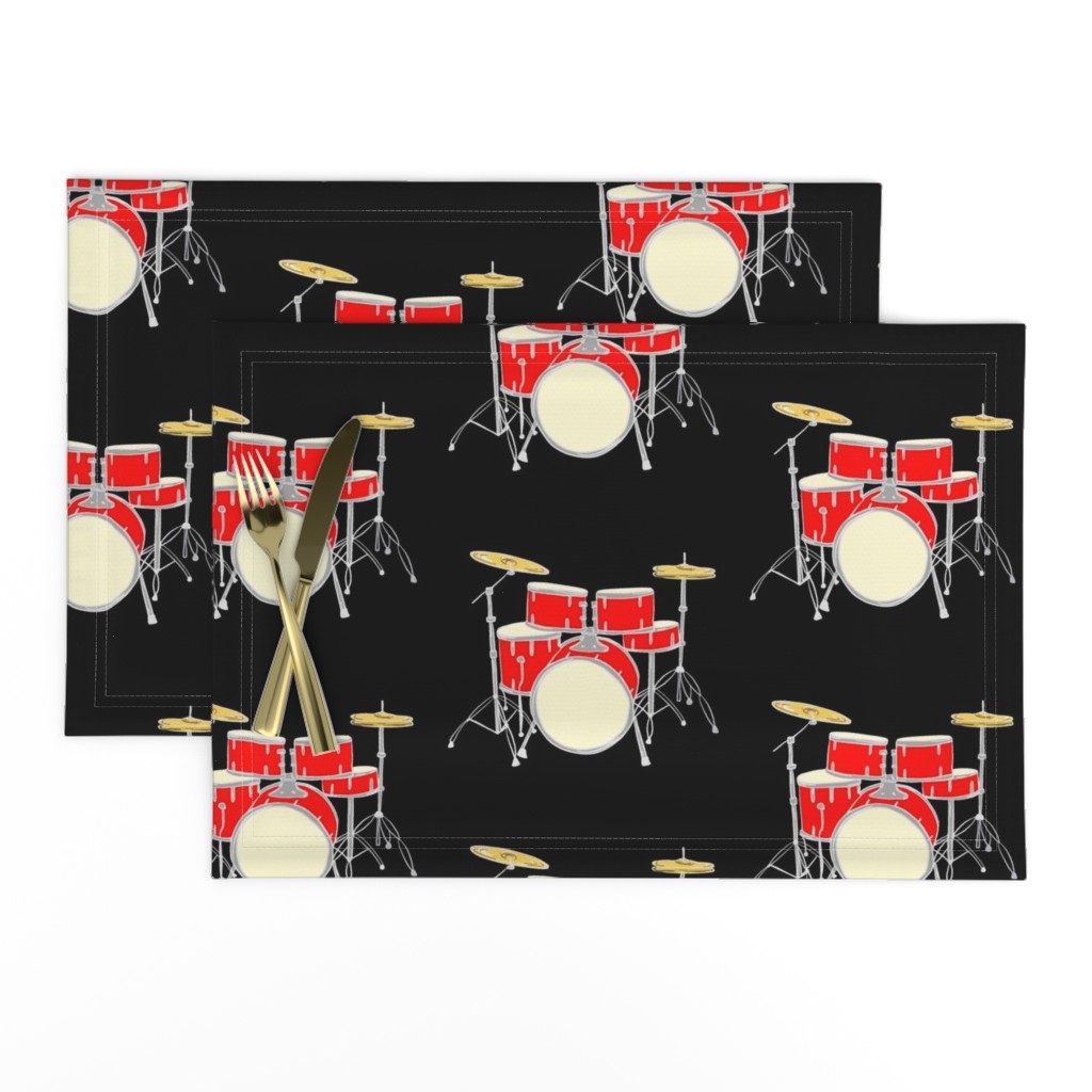 Red Dum Set Black Large wallpaper fabric pattern 