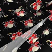 Red Dum Set Black Large wallpaper fabric pattern 