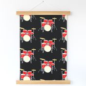 Red Dum Set Black Large wallpaper fabric pattern 