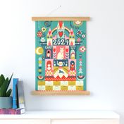 Enjoy every day calendar 2024 // turquoise // tea towel