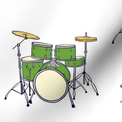 Green Drum Set on white 