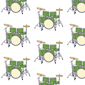 Green Drum Set on white 