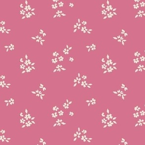 Ditsy Boho Flower Sprigs on Candy Pink