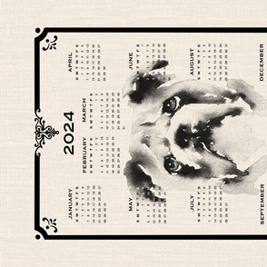 2024 Calendar - Abstract hand-painted Watercolor - vintage bulldog 