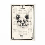 2024 Calendar - Abstract hand-painted Watercolor - vintage corgi 