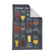 2024 Calendar - Cheers to a New Beer - 2024 tea towel, calendar tea towel, 2024 calendars, beer, drinks calendar, beer calendar 