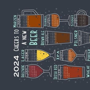 2023 Calendar - Cheers to a New Beer - 2023 tea towel, calendar tea towel, 2023 calendars, beer, drinks calendar, beer calendar 