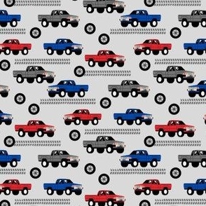 MINI pickup truck fabric - trucks fabric, boys, red and blue truck