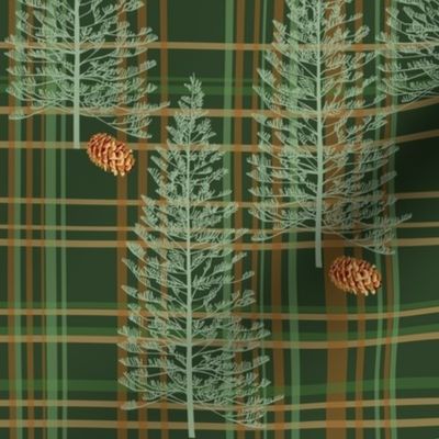 Evergreen Plaid with Pinecones