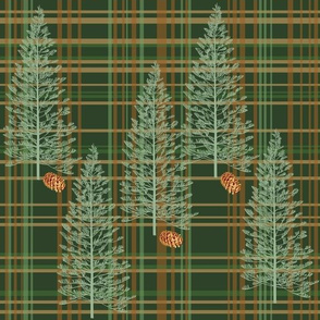 Evergreen Plaid with Pinecones