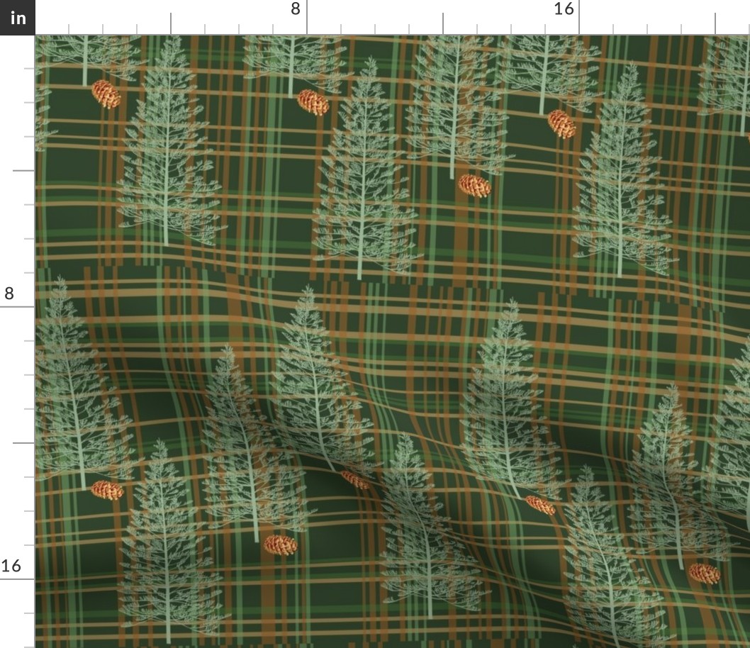 Evergreen Plaid with Pinecones