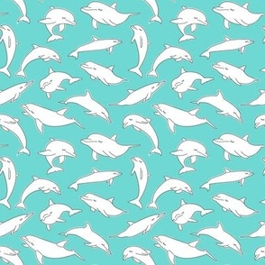 tiny dolphins on teal