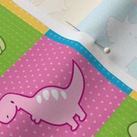 Dinosaurs cheater quilt pink