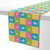 Dinosaurs cheater quilt pink