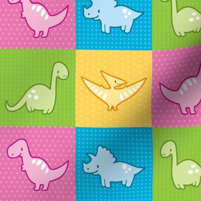 Dinosaurs cheater quilt pink