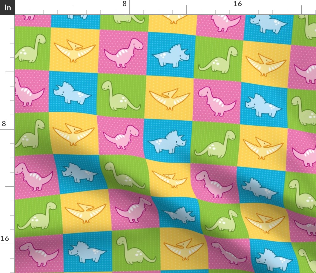 Dinosaurs cheater quilt pink