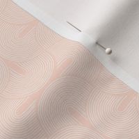 Retro groovy freehand pattern seventies wallpaper rainbows thin line white on blush pink