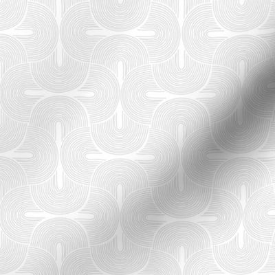 Retro groovy freehand pattern seventies wallpaper rainbows thin lines gray on white 