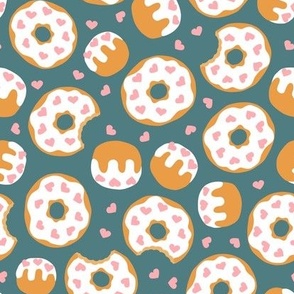 valentine's donuts - hearts & donut holes - teal - LAD22