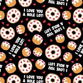 (small scale) I love you a hole lot! - valentine's donuts - hearts & donut holes - black - LAD22