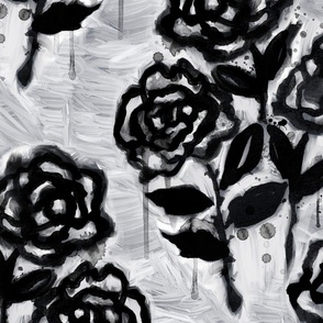 loose and painterly roses in black and white