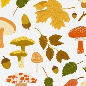 Ode to Fall - Autumn Bliss - Autumn, Mushrooms, Branch, Twig, Leaves, Berries, Acorns