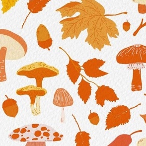 Ode to Fall - Pinks + Oranges - Autumn, Mushrooms, Branch, Twig, Leaves, Berries, Acorns