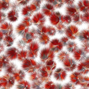 Abstract Thistle Flowers - 02-L - Scarlet Orange Red Taupe Gray White - 3H-Art - Oda - Fine Textured - Contemporary Abstract Art - Modern Seamless Flower Pattern