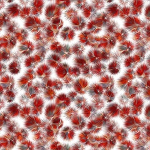 Abstract Thistle Flowers - 02-M- Scarlet Orange Red Taupe Grey White - Fine Textured - Contemporary Abstract Art - Modern Seamless Flower Pattern