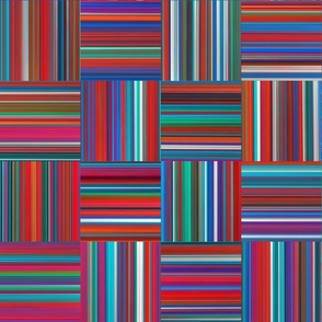 Striped Check Pattern 01 L Red - Multicolored Brushstrokes - Geometric Painted Pattern By 3H-Art Oda - Red, Blue, White, Cyan And Green Color Shades - Blended Colors - Modern Seamless Pattern