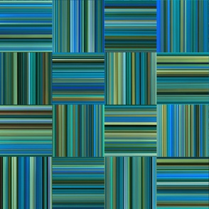 Striped Check Pattern 02 L Turquoise - Multicolored Brushstrokes - Geometric Painted Pattern By 3H-Art Oda - Turquoise, Cyan, Blue, Green And Brown Color Shades - Blended Colors - Modern Seamless Pattern